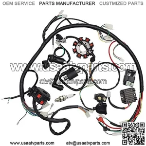 Soosee Complete Wiring Harness kit Wire Loom Electrics Stator Coil CDI for ATV Quad 4 Four Wheelers 150CC 200CC 250CC Go Kart Dirt Pit Bikes