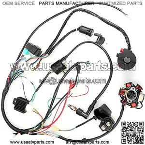 Shangmu Complete Set of Coil Wiring Harness Road Ignition System Electric Wiring Harness CDI Stator Kit for 50CC 70CC 90CC 110CC ATV Quad GO Kart