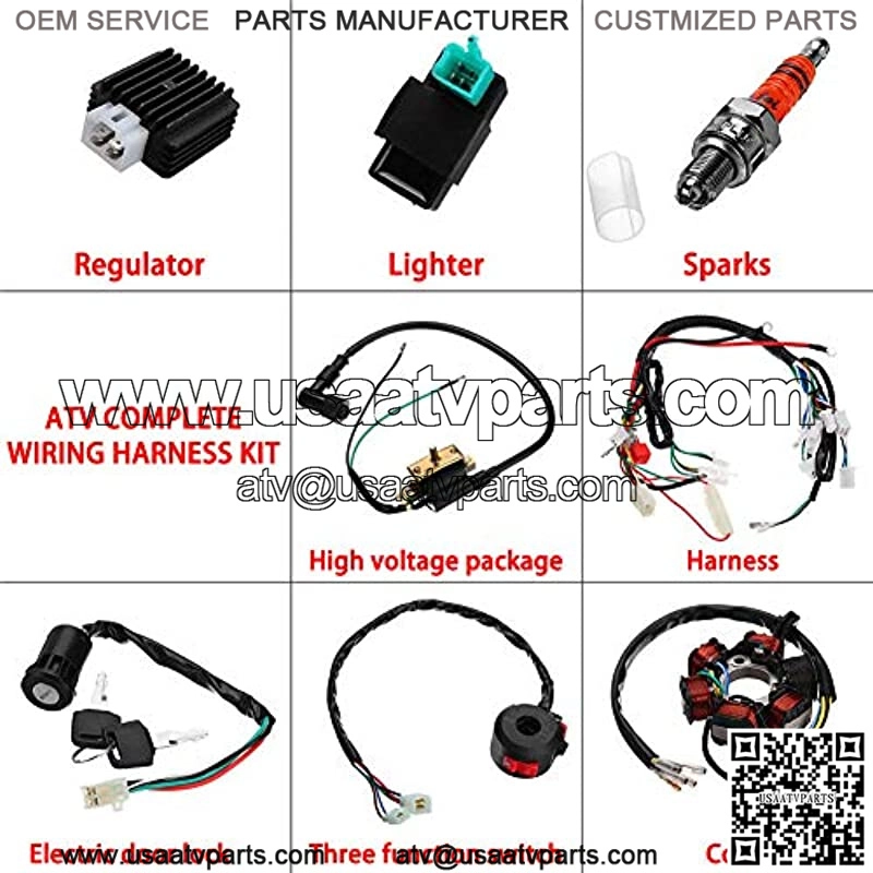 Hasde Wire Harness Wiring Loom CDI Ignition Coil Spark Plug Rebuild Kit for 50cc 70cc 90cc 110cc 125cc ATV Electric Stator CDI Coil ATV Quad Bike Buggy Go Kart - Image 4