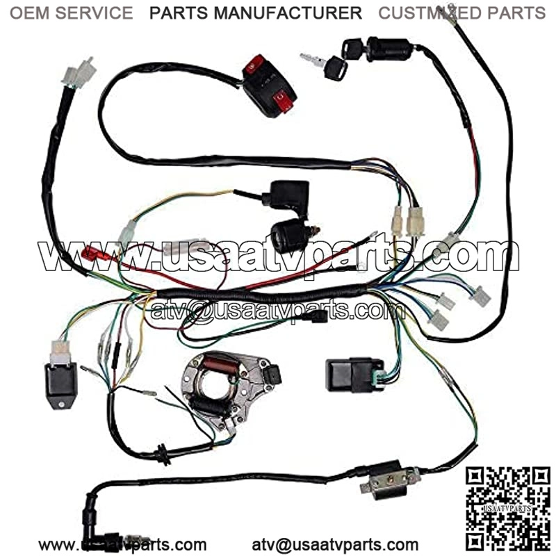 Hestish Complete Electrics Stator Coil CDI Wiring Harness Solenoid Relay Spark Plug for 4 Stroke ATV 50cc 70cc 110cc 125cc Pit Quad Dirt Bike Go Kart - Image 2