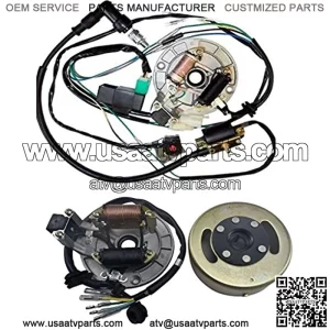 Wire Harness CDI Ignition Coil Spark Plug Kill Switch Magneto Stator Plate Flywheel Assembly Kit for Kick Start Dirt Pit Bike 50-125cc