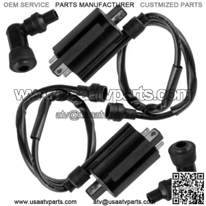 2x Ignition Coil w/Spark Plug Boot Cap for Kawasaki KAF620 Mule 4010 4x4 2009-21