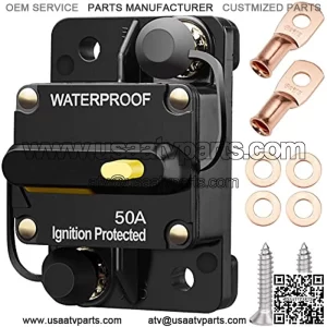 50 Amp Circuit Breaker with Manual Reset for Car Marine Trolling Motors Boat ATV Manual Power Protect for Audio System Fuse, 12V-48V DC (50A)