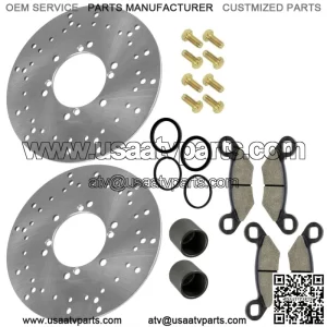 2 Front Brake Discs Pads Pistons Bolt Kit for Polaris Magnum 500 2x4 4x4 2001-02