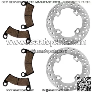 2 Front Brake Disc Rotor And Pads For Polaris RZR 4 800 2010 2011 2012 2013 2014