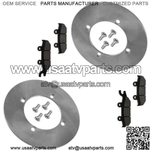 Front Rh Lh Brake Disc Rotor W/Bolt & Pads for Yamaha Viking 700 YXM700 2014-22
