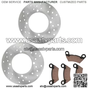 2 Rear Brake Disc Rotor w/ Pads for Polaris Ranger 800 4X4 2010 2011 2012 - 2014