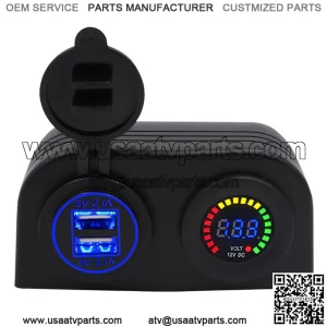 Blue 2-hole tent 4.2A with aperture dual USB+12v color screen voltmeter