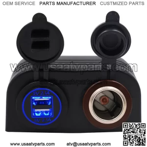 Blue 2-hole tent 4.2A with aperture dual USB + metal cigarette lighter