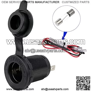 Female 12 Volt Cigarette Lighter Socket Car Automotive Marine ATV Truck RV Boats Lighter SockeOutlet Socket Receptacle, DAMAVO YM1084 12V/24V DC Flush Mount with Waterproof Plug (1 PC)