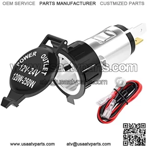 DaierTek Cigarette Lighter Socket DC 12V Power Outlet Socket 12 Volt Car Cigarette Lighter Replacement Auxiliary with Cover Wiring Harness for Automotive Truck RV Boat Motorcycle