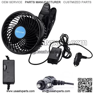 12V 6"Car Cooling Fan Automobile Vehicle Clip Fan Powerful Quiet Ventilation Electric Car Fans with Adjustable Clip & Cigarette Lighter Plug for Car/Vehicle