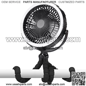 Golf Cart Fan, 8 inch 10000mAh Rechargeable Portable Fan, Battery Operated Clip On Fan with LED Light for Golf Car Boat Truck Utility Vehicles Farm ATV Forklift Construction Vehicles