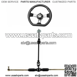 Steering Wheel Kit Gear Rack Pinion Shaft Tie Rod Assembly ATV Go Kart Quad US