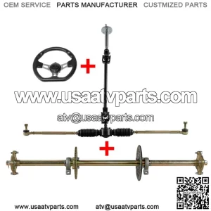 32" ATV Go Kart Rear Live Axle Kit + Steering Wheel Gear Rack Tie Rod Quad Trike