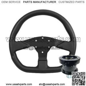 D-Shape Steering Wheel Black Flat + Quick Disconnect Release RZR X3