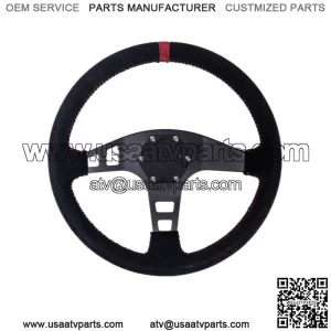 PRP Flat Suede Steering Wheel With Red Stripe For Polaris RZR/Can-Am Maverick