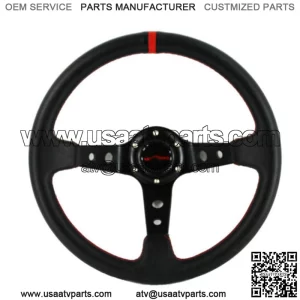 For Polaris RZR Can-Am Yamaha Deep Dish 2.75" Steering Wheel Black Red Stitching