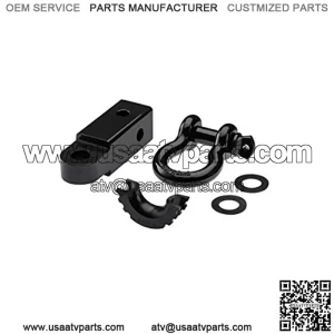 2" Shackle Hitch Receiver with 3/4" D-Ring Anchor Shackle | Heavy-Duty Recovery Kit 41,850 lbs. Max Capacity [Black]