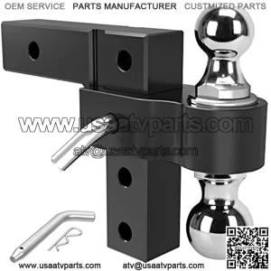 6" Drop Adjustable Trailer Hitch Ball Mount Aluminum Alloy 2" Forged Shank & Steel Dual Combo Balls, Black