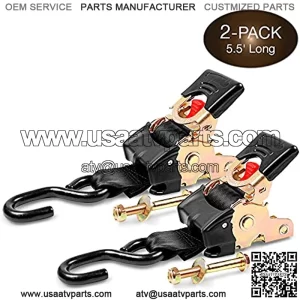 2 Quick n Easy Auto Retractable - 2 Inch x 5.5 Ft - Retractable Ratchet Tie Down Straps for Boats, Jet Skis, Motorcycles, ATVs - Bolt-On - 4,000 lbs Break Strength