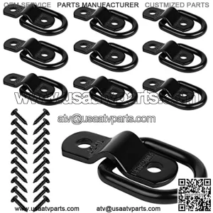 D Rings Tie Down Anchors Hooks for Trailer Truck Bed Bracket Enclosed Points Pickup Camper Surface Mount D-Ring Heavy Duty 1/4" 2400 Pound Capacity (10-Pack)
