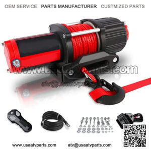 12V 4500LBS Synthetic Rope Electric Winch for Towing ATV/UTV Off Road with Mounting Bracket Wireless Remote