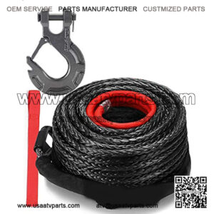Synthetic Winch Rope Cable Kit: 1/2" x 92 ft 31500LBS Winch Line with Protective Sleeve + Forged Winch Hook + Safety Pull Strap go for 4WD Off Road Vehicle Truck SUV Jeep ATV UTV