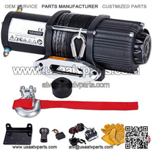 4500 lb. Electric Synthetic Rope ATV/UTV Winch Kits, DC 12V Wireless Winch for Towing Off Road Trailer Winch with Wireless Remote Control, Winch Mounting Bracket, Winch Rope Stopper