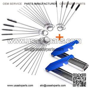 Set of 4 Carburetor Carbon Dirt Jet Remove Cleaner 26 Cleaning Wires Set + 20 Cleaning Needles + 10 Nylon Brushes Tool Kit for Motorcycle ATV Moped Welder Carb Chainsaw Spray Guns Torch Tips