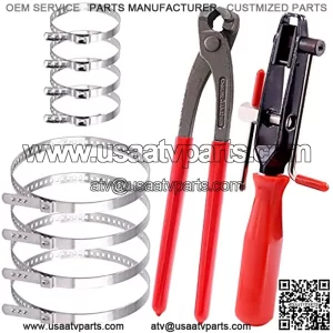 10 Pcs Auto Joint Boot Clamps Pliers Car Banding Tools Kit, Comes with 4 Pcs Small and 4 Pcs Large Universal Adjustable Stainless Steel Drive Shaft Boot Clamp