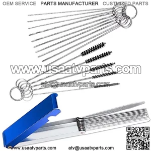 Carburettors Carbon Dirt Jet Remove Cleaner, FineGood 13 Cleaning Wires Set + 10 Cleaning Needles + 5 Nylon Brushes Tool Kit for Motorcycle ATV Moped Welder Carb