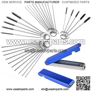 Carburetor Carbon Dirt Jet Remove Cleaner 26 Cleaning Wires Torch Tip Cleaner Tool +20 Cleaning Needles +10 Nylon Brush Tool Kit for Motorcycle ATV Moped Welder Carb Chainsaw Spray Torch Tips