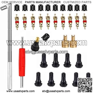 Tire Valve Stem Tool Remover & Installation Set- 10pcs Tire Snap in Short Rubber TR412 Valve Stem with Valve Stem Cores,EASILY REPLACE Your Old Tubeless Valve Stems,Single Head Tire Valve Core Remover