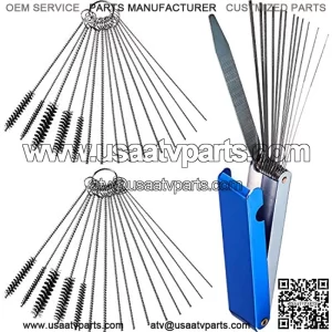 Carburetors Carbon Dirt Jet Remove Cleaner, Includes 13 Wire Torch Tip Cleaner Tool, 20 Cleaning Needles and 10 Nylon Brushes Tool Kit for Motorcycle ATV Moped Welder Carb