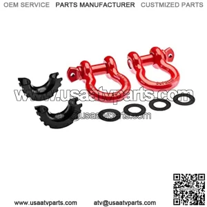 Screw Pin Anchor Shackles Set => 3/4" D-Ring Shackles + 7/8" Crew Pin + Shackle Isolators (Red)