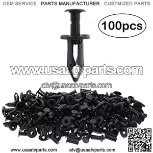 100PCS ATV Nylon Bumper Fender Clips Push Retainer Fasteners Panel Shield Rivet Push-Type Clips for Honda Suzuki Kawasaki Polaris