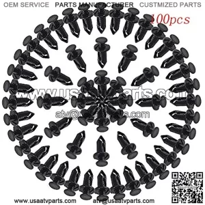 Set of 100 ATV Retainer Clips 8mm Push Pin Splash Guard Body Panel Fit for Honda