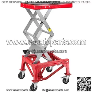 96061 300LBS Dirt ATV Motorcycle Bike Scissor Jack Hoist Mini Crank Hydraulic Foot Operated Lift, Red