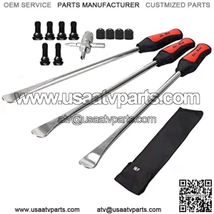 14.5 inch Perfect Leverage Tire Spoon Lever Iron Tool Kit Motorcycle Dirt Bike Lawn Mower Professional Tire Changing Tool with Durable Bag 3 PCS Tire Spoons with Tire Valve Stem TR412 TR413