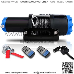 12V Winch 4500 lb Load Capacity Electric Winch Kit Synthetic Rope with Hawse Fairlead Waterproof IP67 with Wireless Remotes