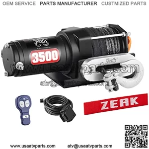 3500 lb. Advanced 12V DC Electric Winch, Off Road Waterproof, Synthetic Rope, Mount, for Sports car, ATV