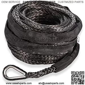 Synthetic Winch Rope Cable 3/16inch 50FT 8500lbs Winch Line Replacement with Protective Sleeve for 4WD Off-Road Vehicle ATV UTV, Black