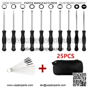 25Pcs Carburetor Adjusting Tool Carb Splined Screwdriver & Cleaning Brush Kit