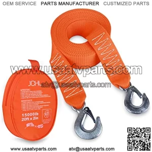 Tow Strap Heavy Duty with Hooks 2x20 15,000LB Recovery Strap 6,8 Tons Towing Strap with Safety Hooks Polyester
