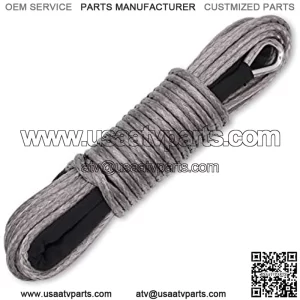3/16" x 50' 7000LBs Synthetic Winch Line Cable Rope with Black Protecing Sleeve for ATV UTV (Gray)