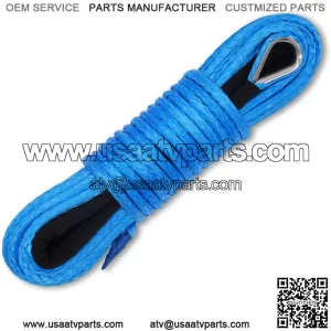 1/4 Inch x 50 Feet 10,000LBs Synthetic Winch Line Cable Rope with Black Protecing Sleeve for ATV UTV (Blue)