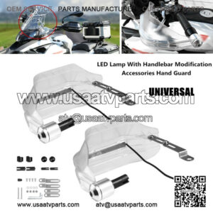 2X Motorcycle Handle Bar Hand Guard Protector Wind Deflector ATV Handy LED Lamp