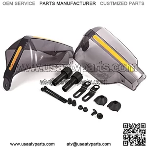 Grey Black Hand Guards Motorcycle - 1Pair Motorcycle Handguard Led 7/8" Handlebar Handguards Handle Protector Bike Brush Wind Guard Hand Wind Deflector with Specific Mounting Kit for Most ATVs(Smoke C