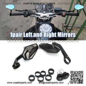 Rear View Motorcycle ATV Scooter 7/8" 22mm Handle Bar End Rearview Side Mirrors